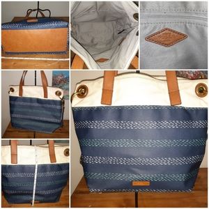 Blue Canvas Fossil Crossbody/tote